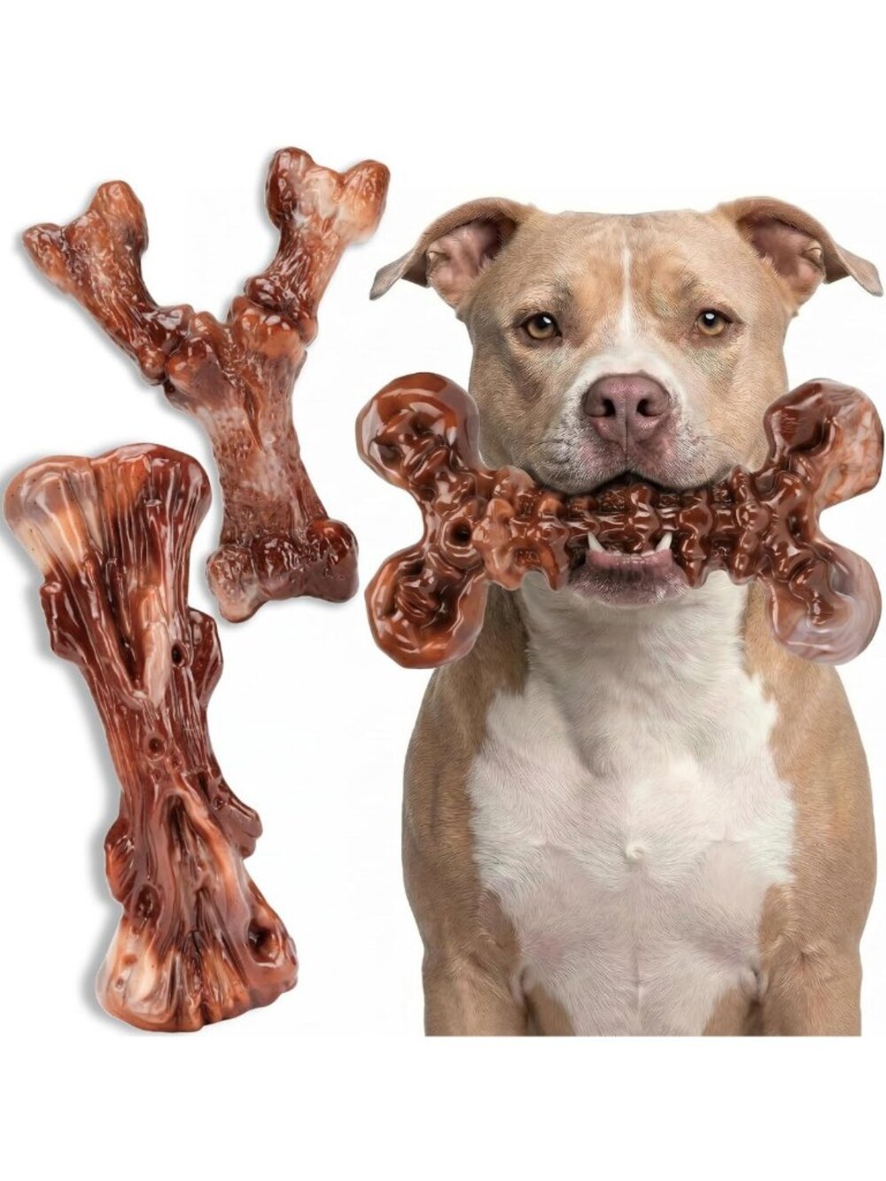 Indestructible Dog Chew Toys - 3-Pack Tough Nylon Bones for Aggressive Chewers